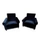 Pair of navy blue velvet club armchairs