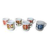 Series of 6 pop mobil coffee cups, Jean Charles Meunier 1970