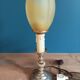 Bedside lamp candle holder gold metal base tulip frosted glass