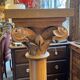 Pair of columns in light oak carved from the late 19th century, good quality, capital