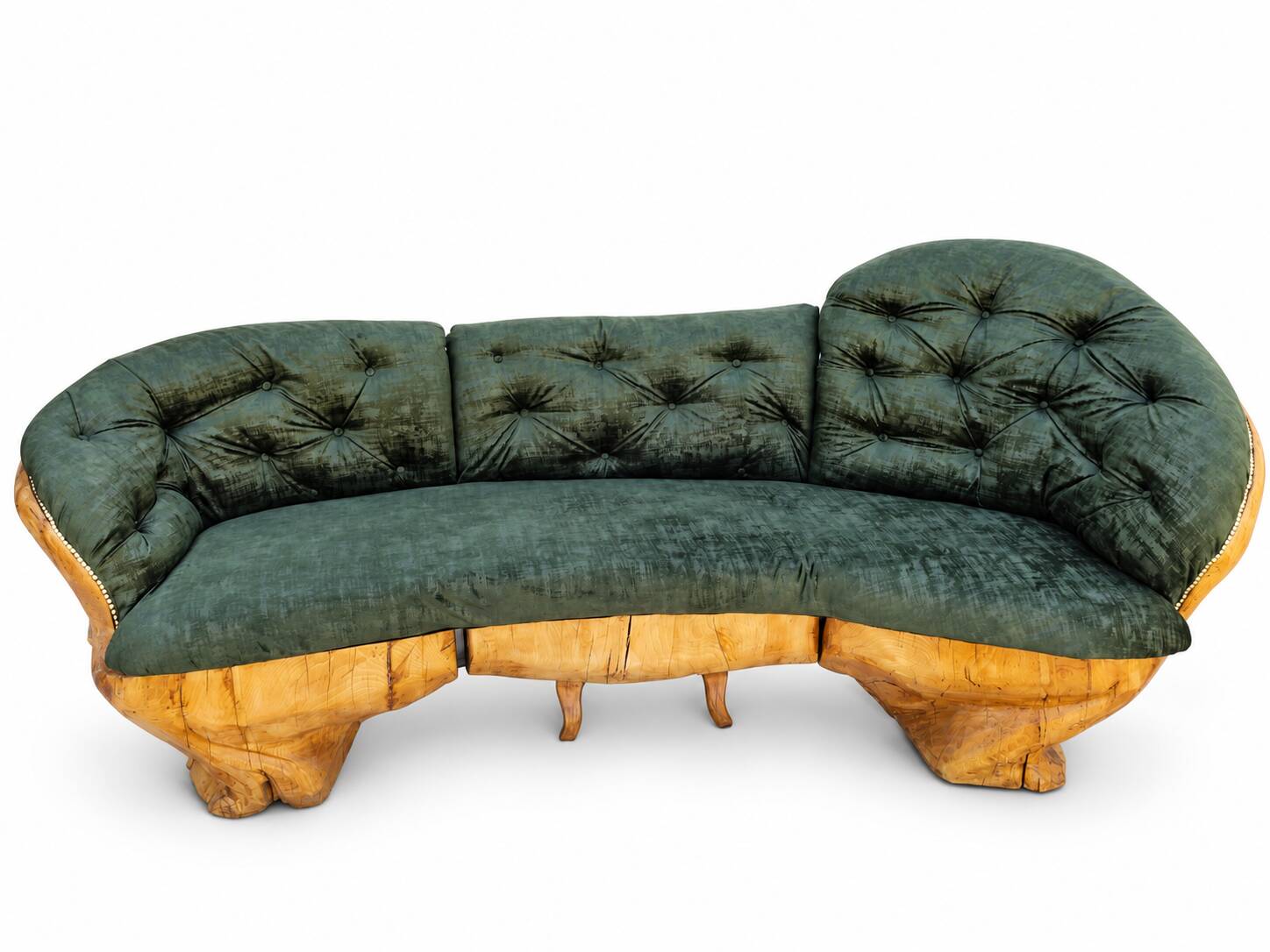 Carved velvet sofa
