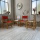 Set of 4 80s colored pine chairs