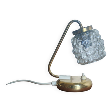 Petite lampe vintage laiton et verre à bulles SARU (Allemagne) – Années 60/