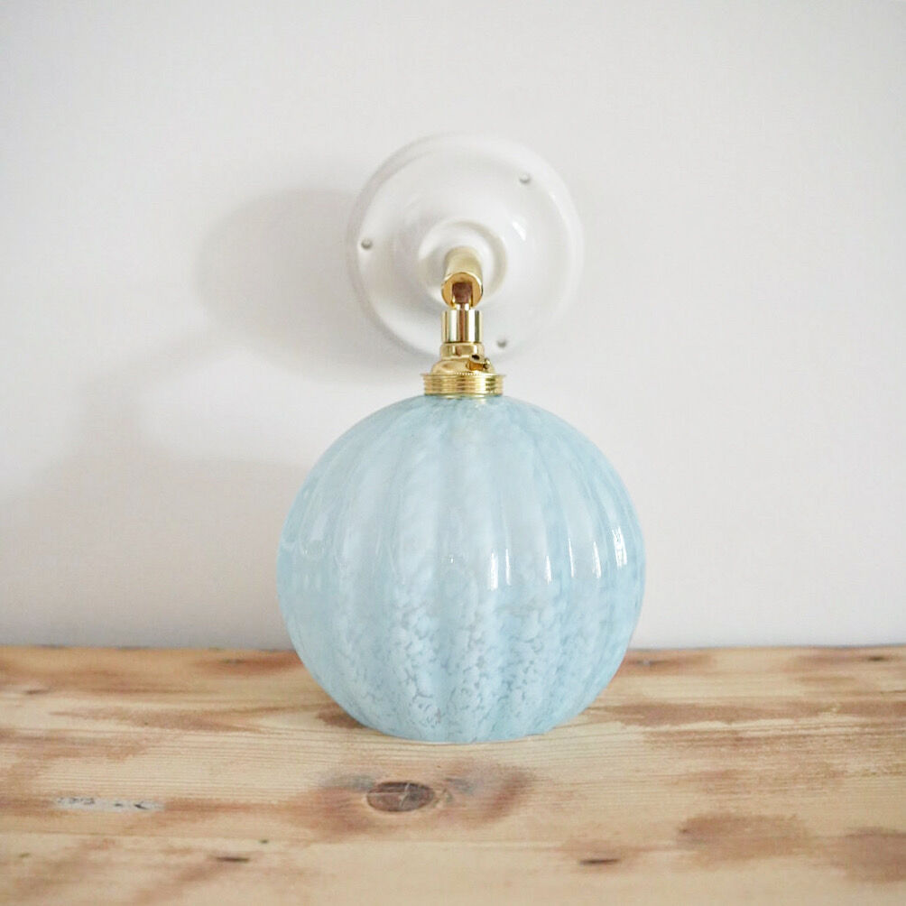Blue Clichy glass wall light