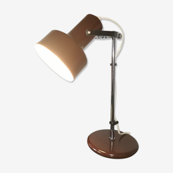 Desk lamp, brown and chrome adjustable spot 1970