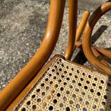 Thonet style rocking chair in bent beech wood and vintage canework