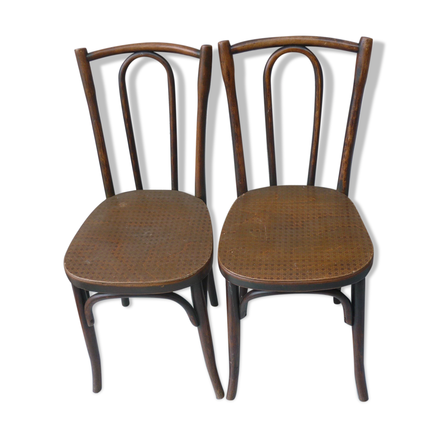 Pair of antique curved wood bistro chairs