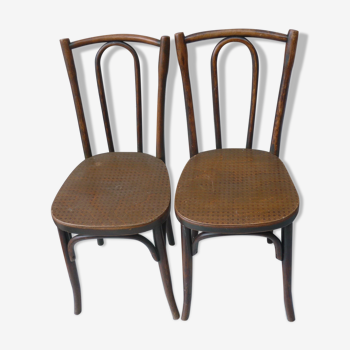 Pair of antique curved wood bistro chairs