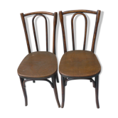 Pair of antique curved wood bistro chairs