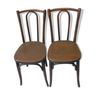 Paire de chaises bistrot bois courbé anciennes