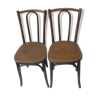 Paire de chaises bistrot bois courbé anciennes