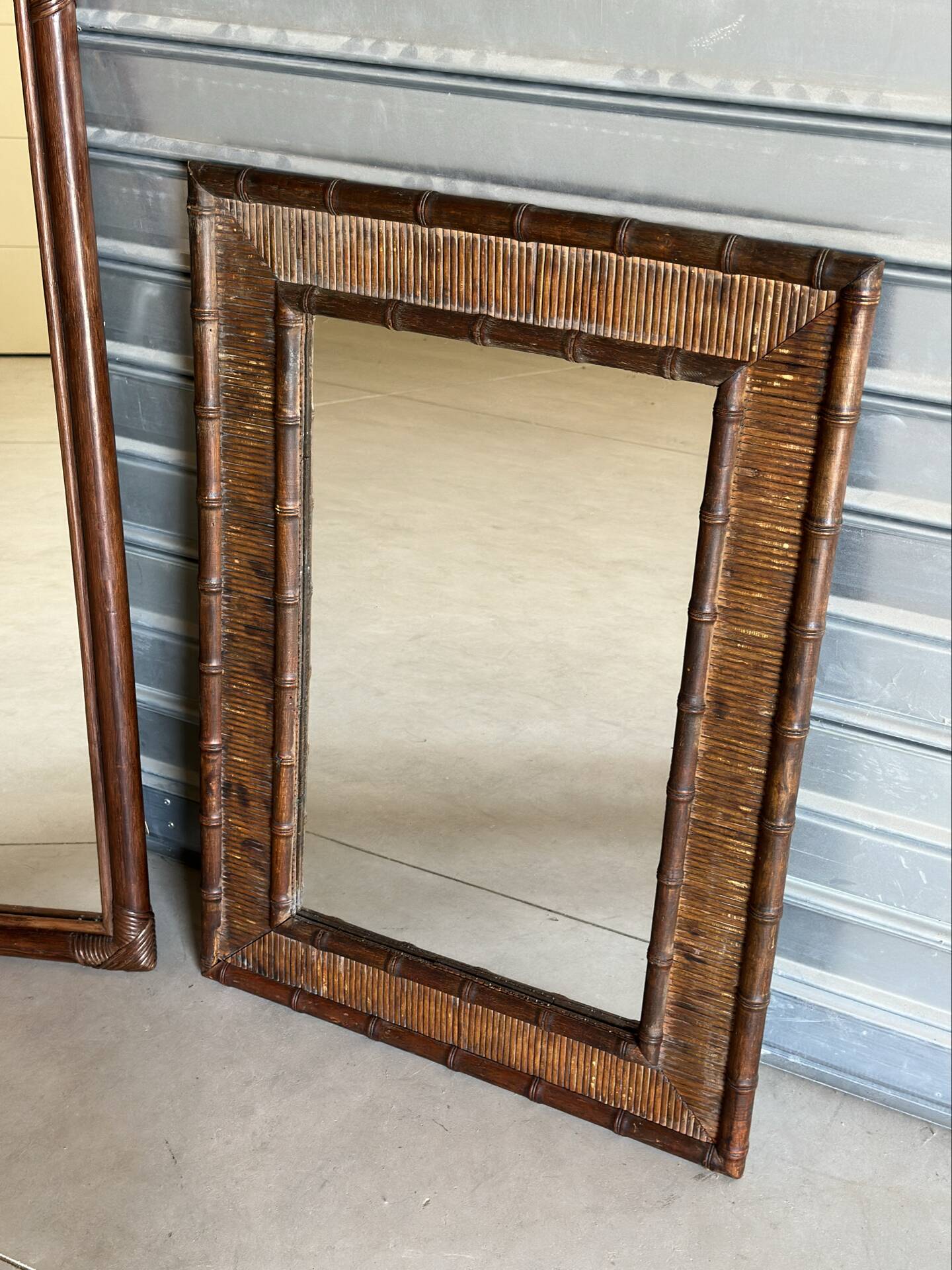 Bamboo and rattan mirror, 1960s-1970s