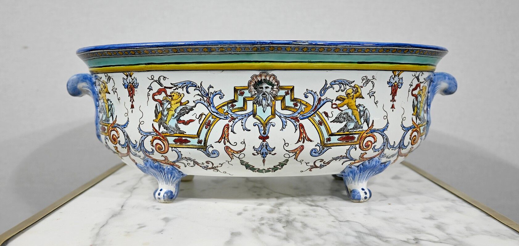 Gien earthenware planter, renaissance style – early twentieth century