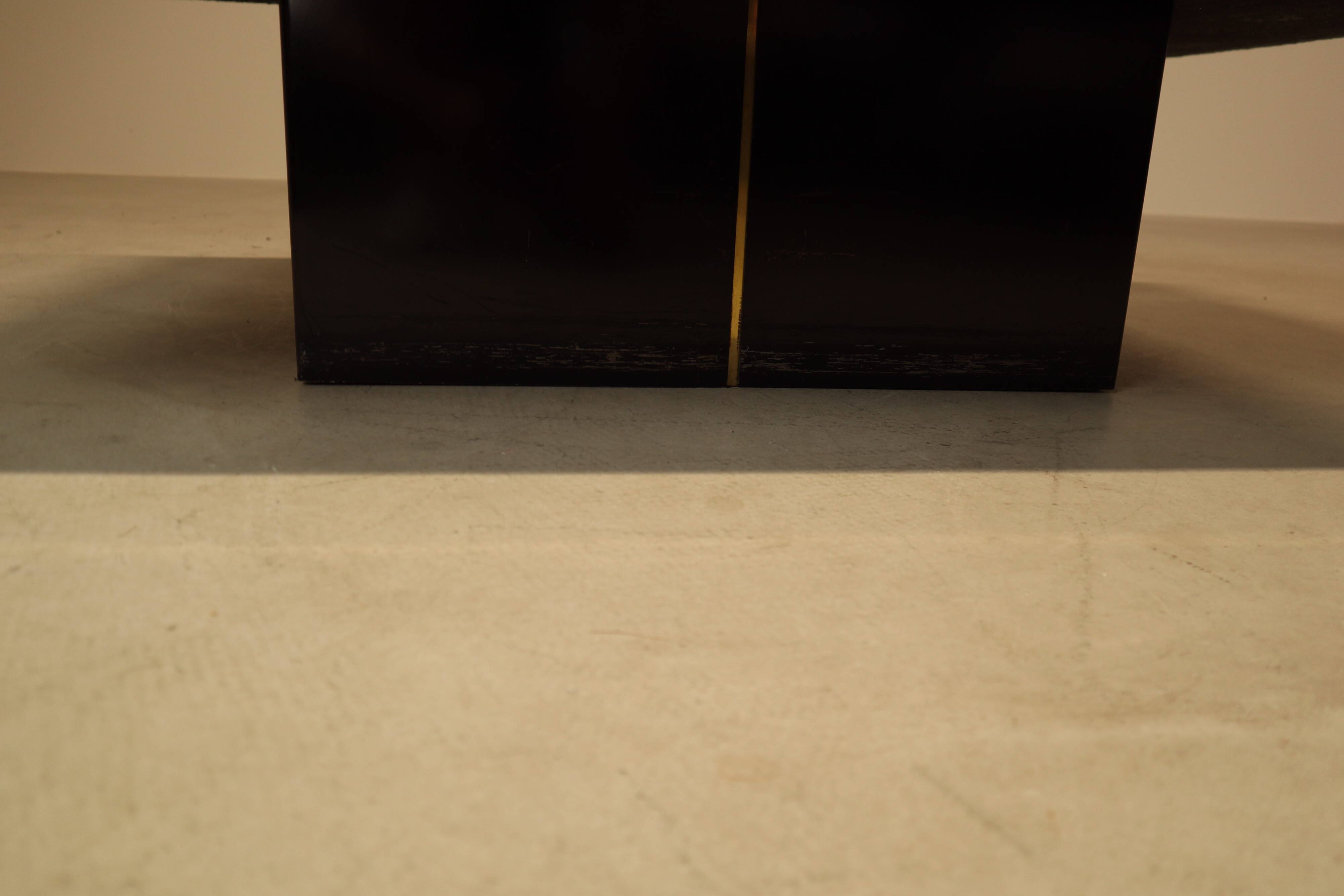 Christian Heckscher etched brass coffee table, Belgium 1970s