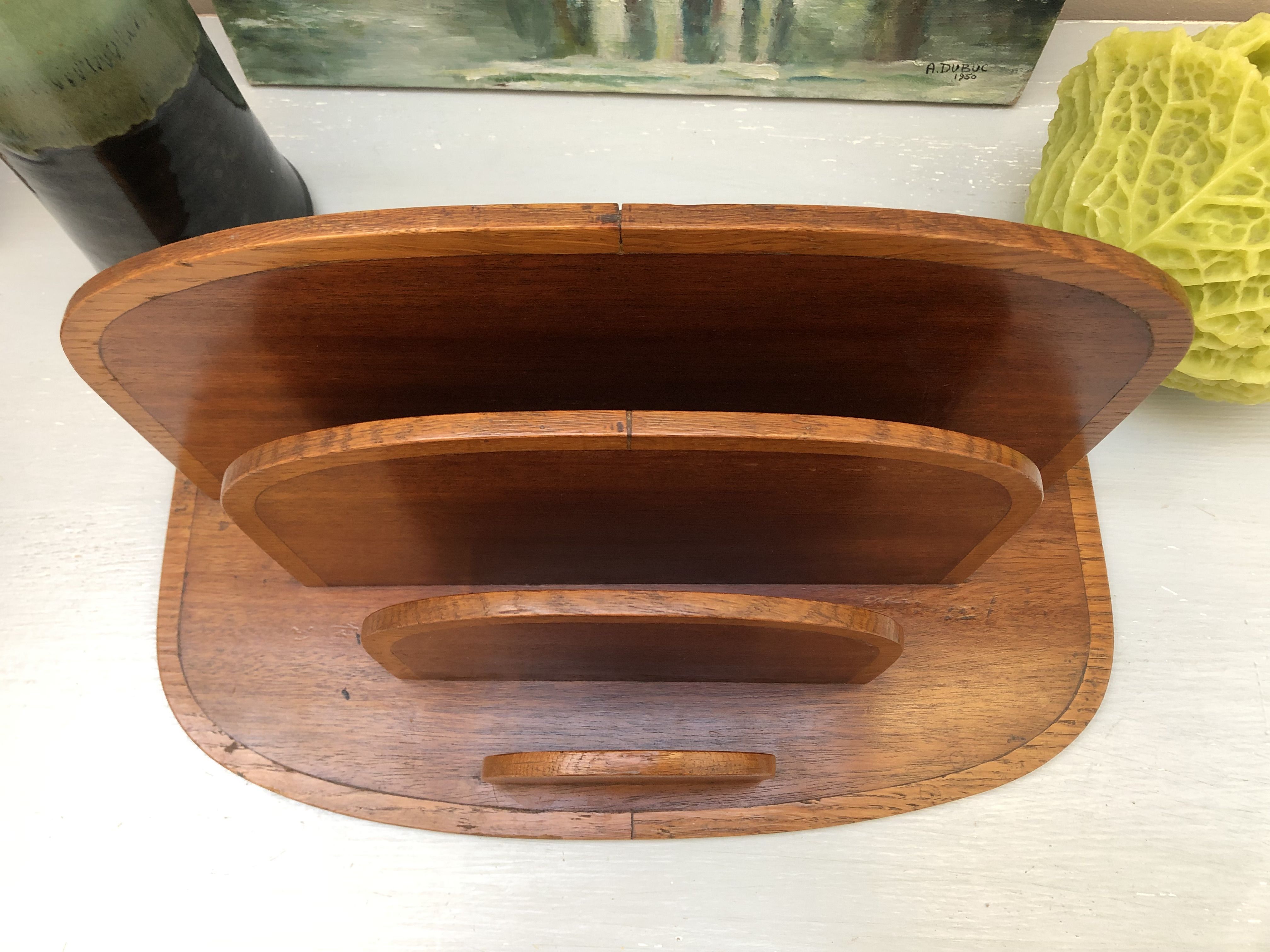Former sorter of art deco desk in two-tone oak and mahogany wood