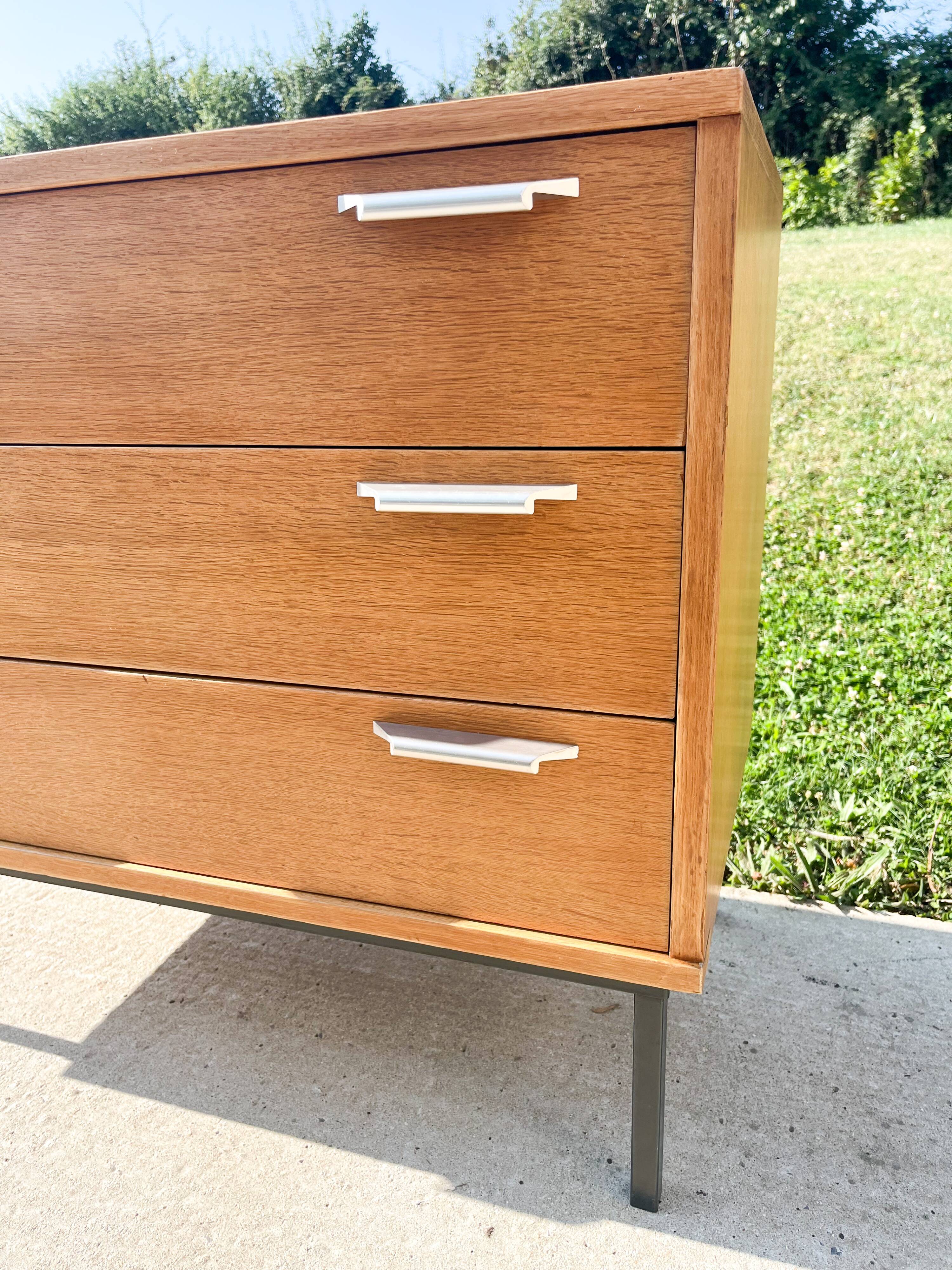 Chest of drawers with 3 drawers, metal base in the style of André Monpoix, 1960