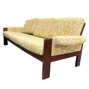 Vintage wooden sofa / armchair with yellow accent