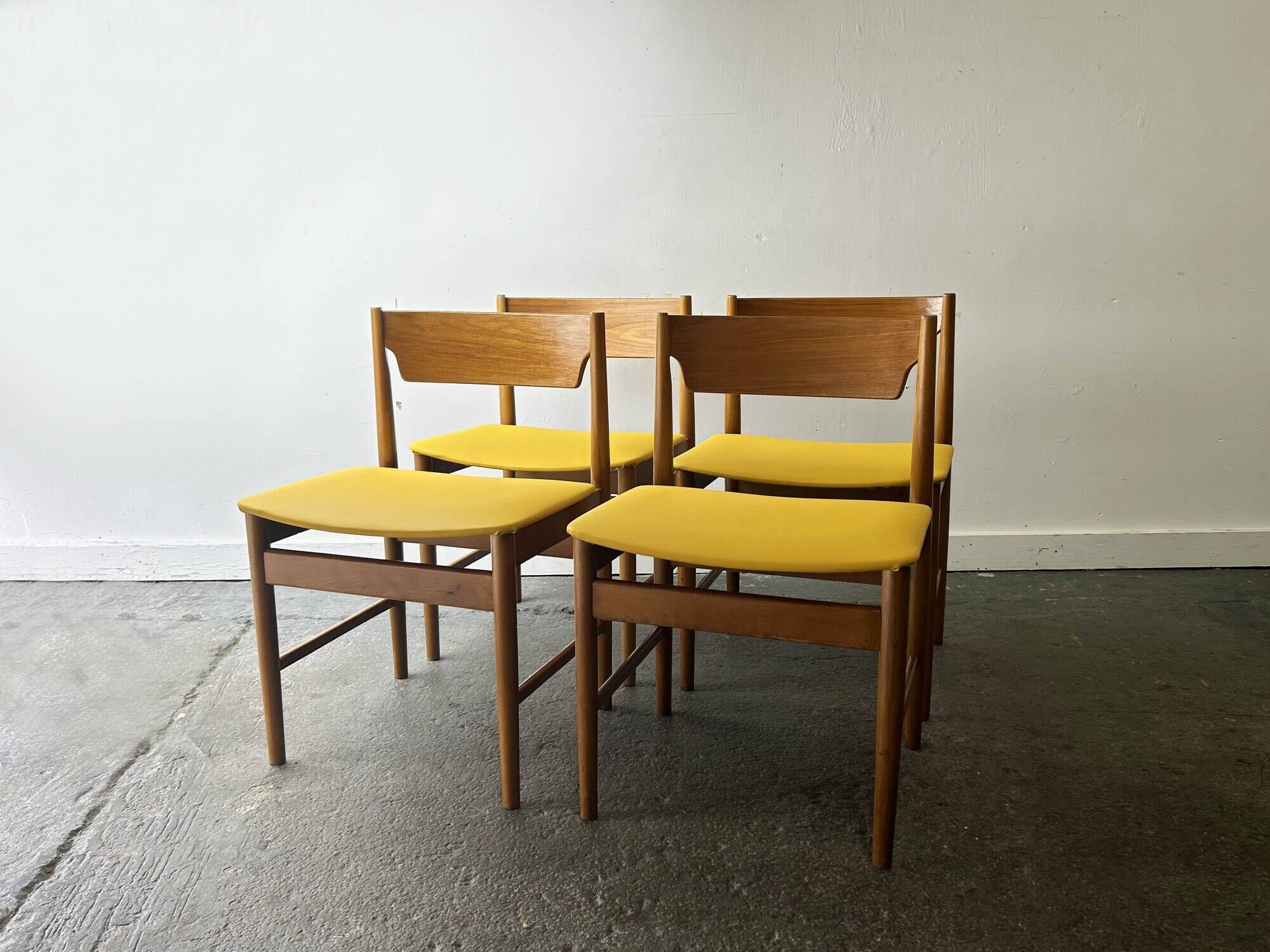 Set of 4 Edmund Homa GFM Polish Mid Century Teak Dining Chairs 1960s