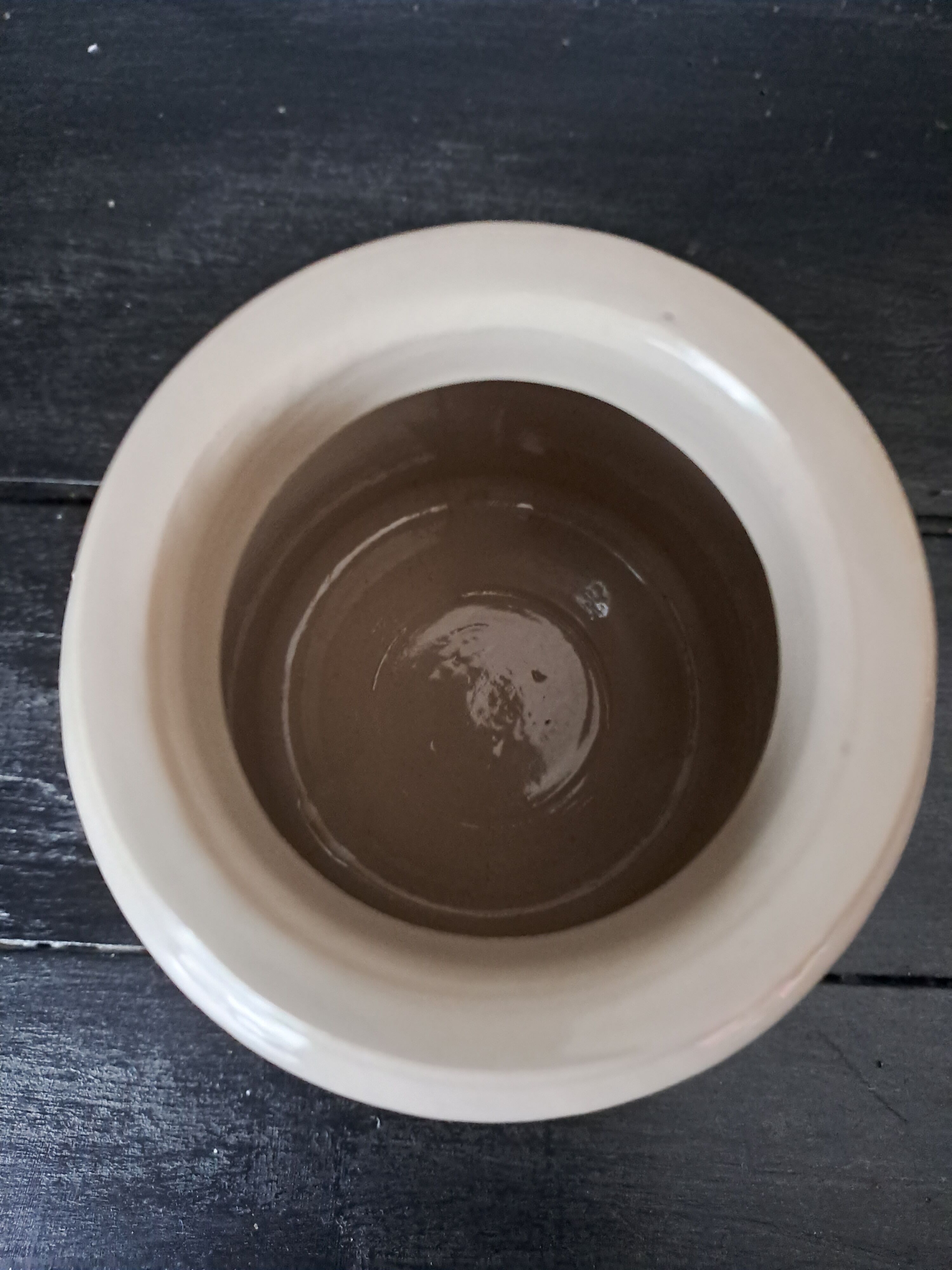 Glazed stoneware mustard pot