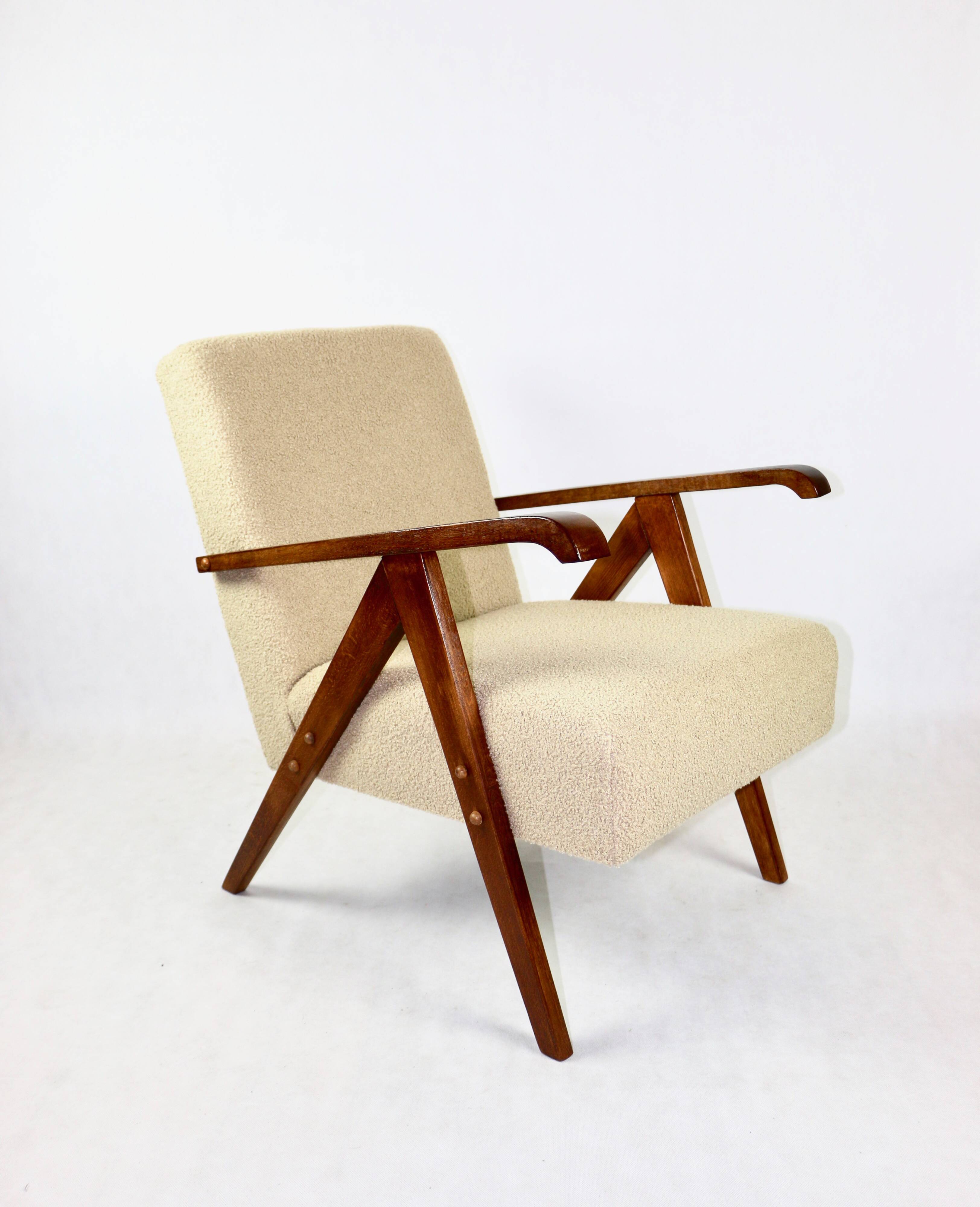 Vintage Beige Boucle Armchair in Style of Var B310, 1970s