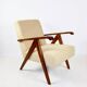 Fauteuil Vintage Boucle Beige Style Var B310, 1970