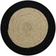 Tapis jute et coton rond noir beige 70 cm