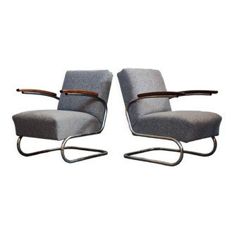 Pair of armchairs Bauhaus Thonet S411 by Műcke & Meider 1930