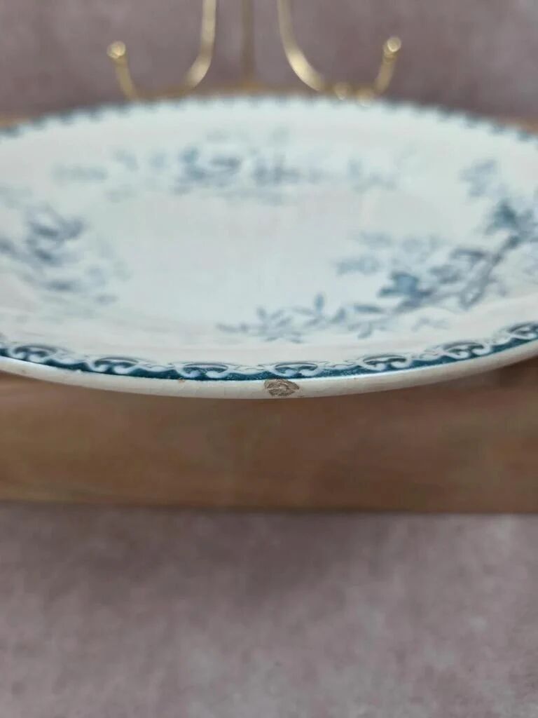 Set of 2 antique flat plates Terre de Fer – Hippolyte Boulenger & Cie – Roscoff model