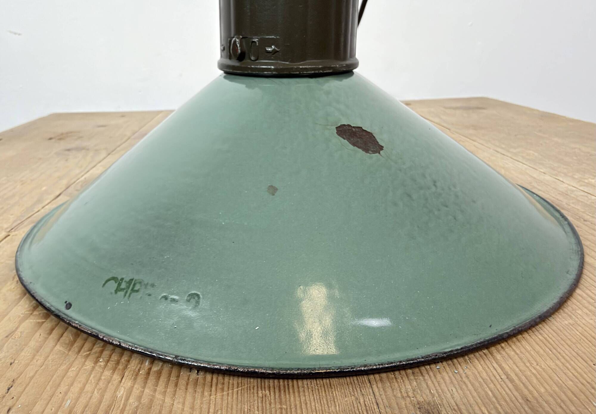 Industrial Petrol Enamel Military Pendant Lamp with Cast Aluminium Top