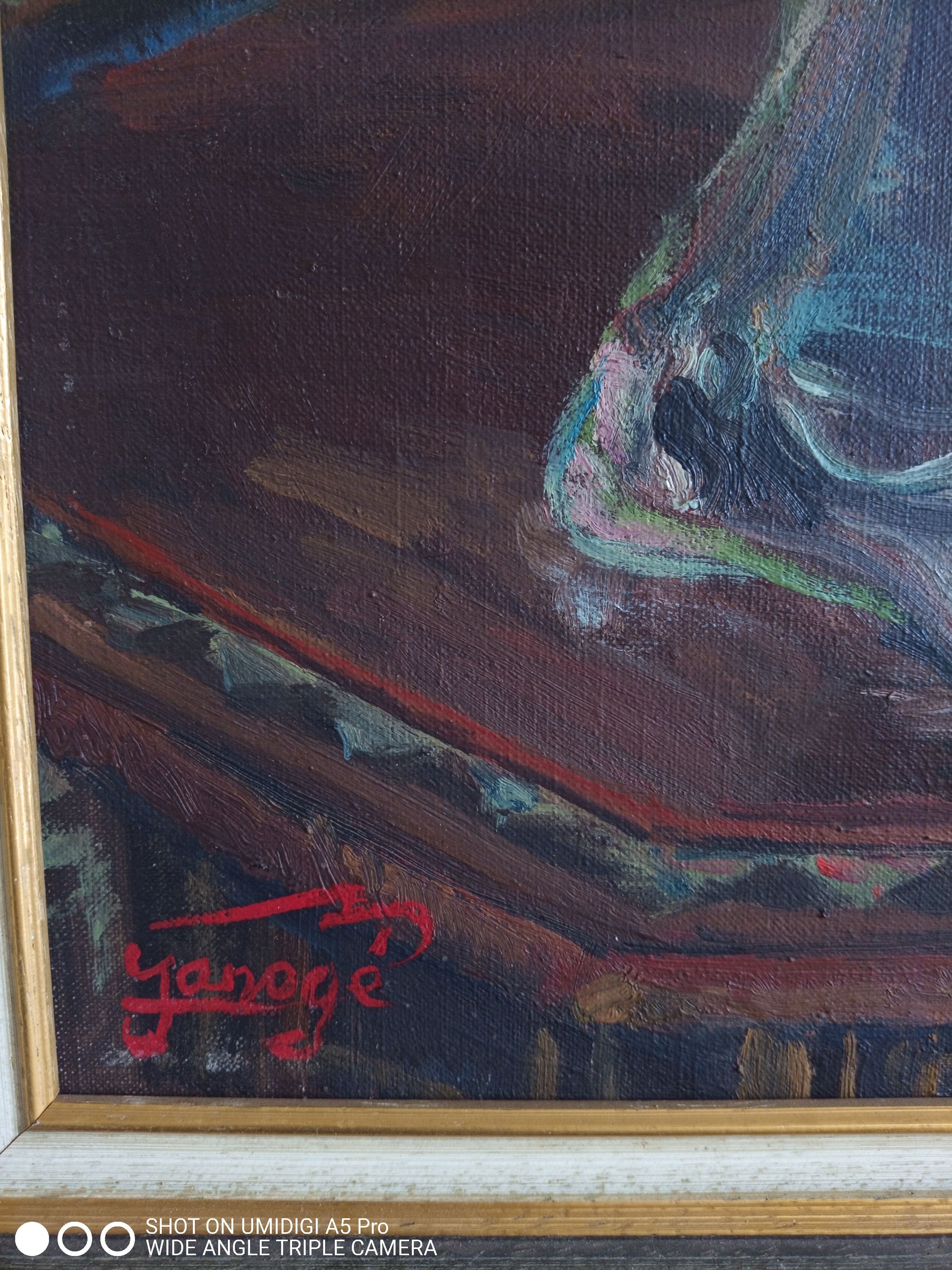 Jeanne janoge (1890-?) oil on canvas 54x37 / bouquet of flowers and mask