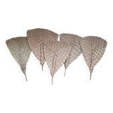 Set of 5 African fans woven in vegetable fiber, from Togo