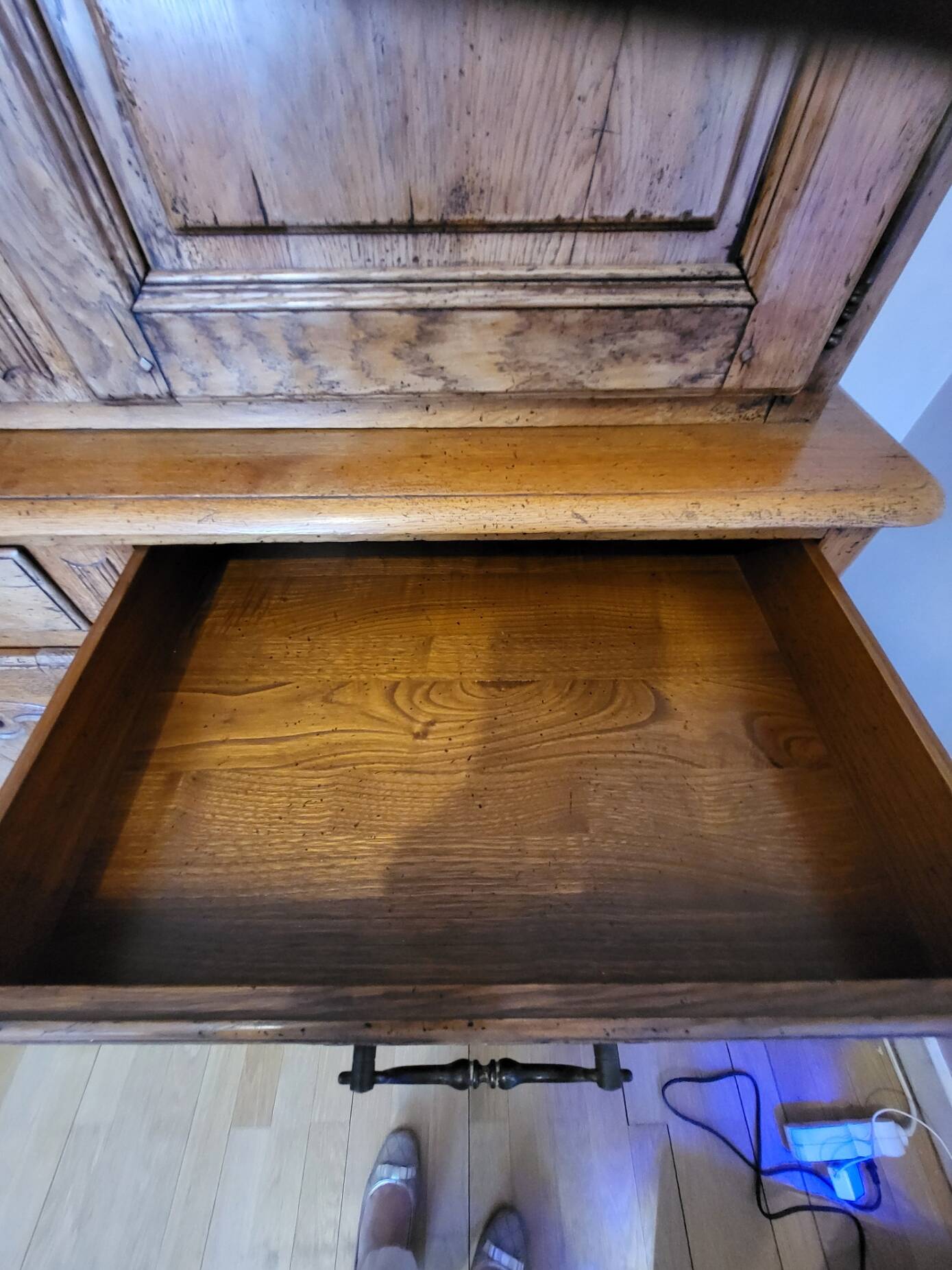 Norman buffet with 2 bodies in solid oak, manufactured by Doudard.
