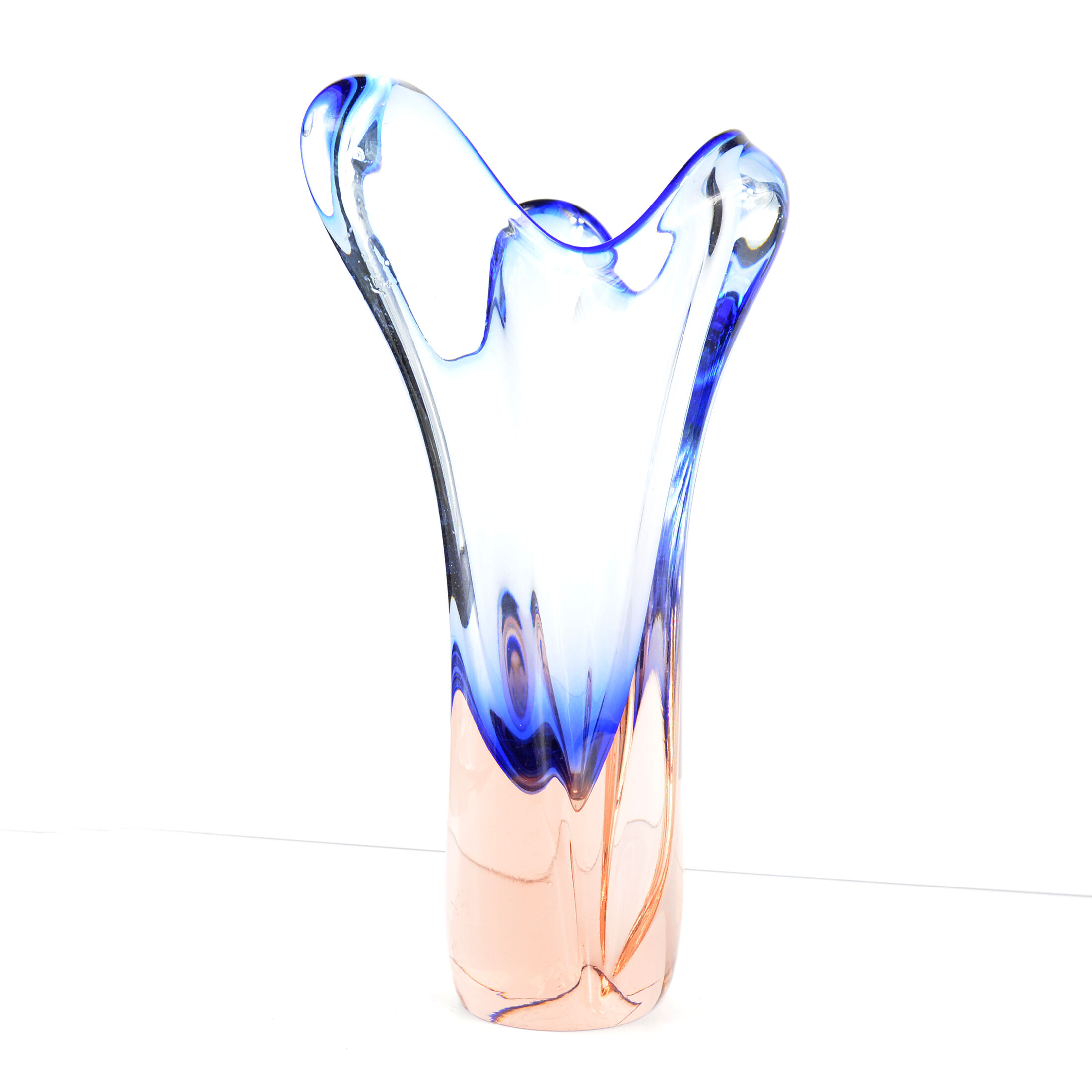1960s organic modern vase, designed by J. Hospodka, Chribska Sklarna, Czechoslovakia
