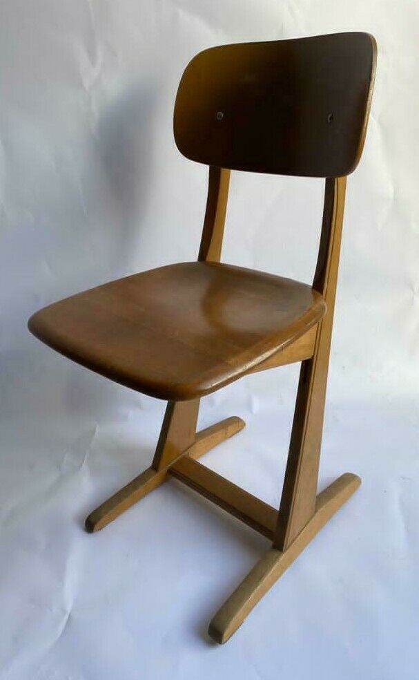 Suite of 6 chairs foot compass 1960 beautiful blond patina