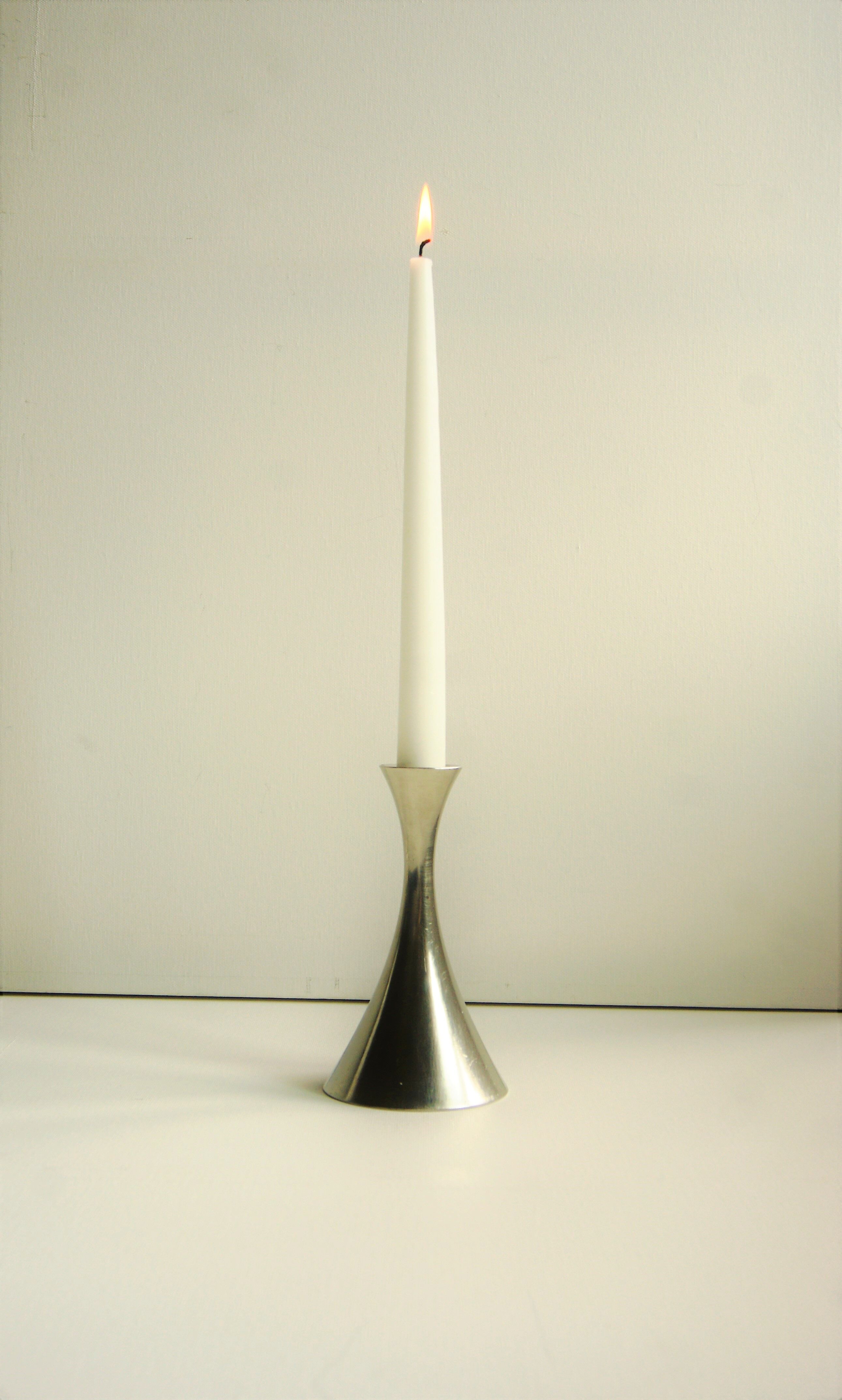 Set of 4 Art Deco candle holders by Just Andersen from the 1940s - fine elegant minimalist design.