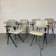 6 chaises industrielles en acier de style Mid-Century avec accoudoirs en bois de Marko