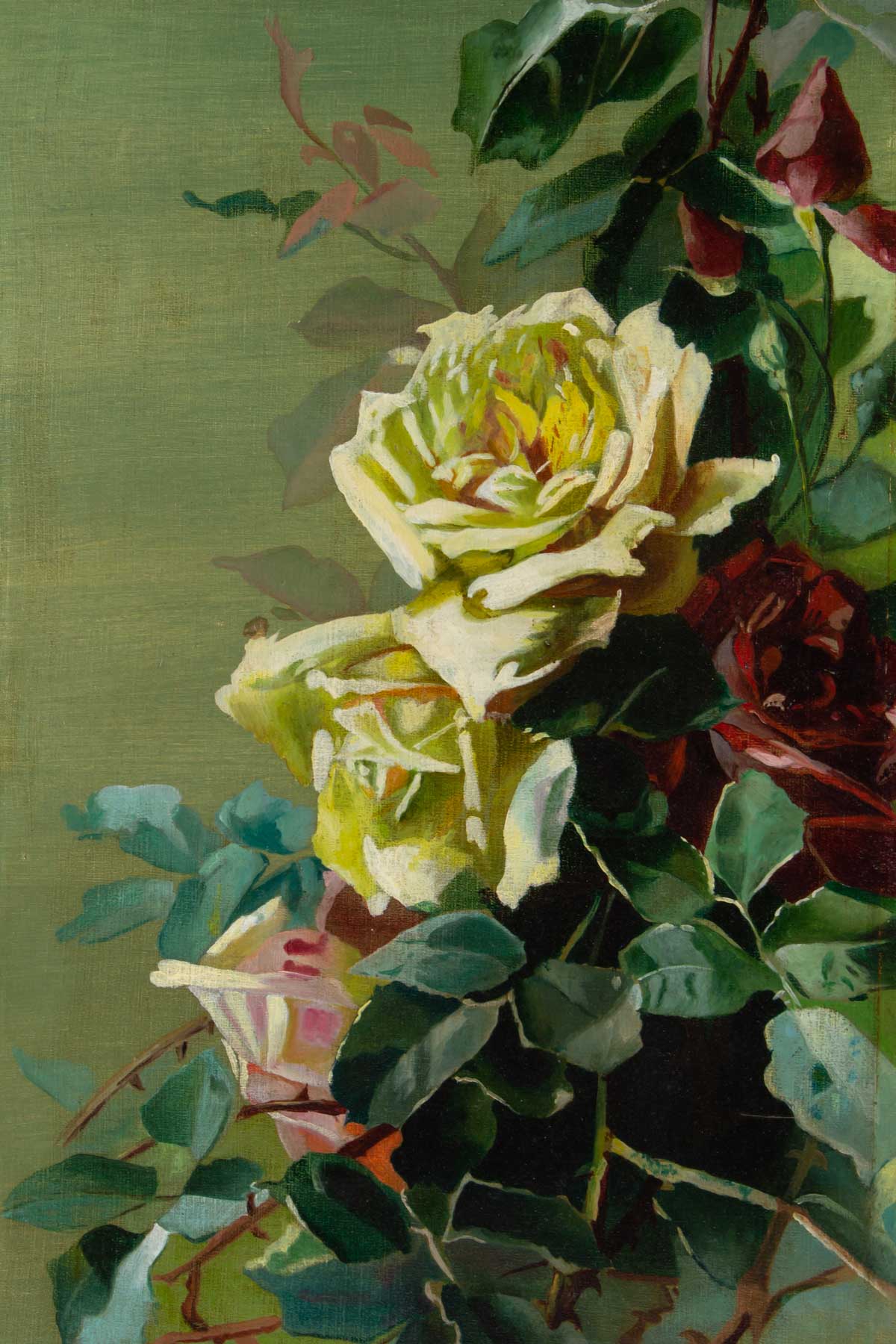 Pair of roses paintings-circa 1900