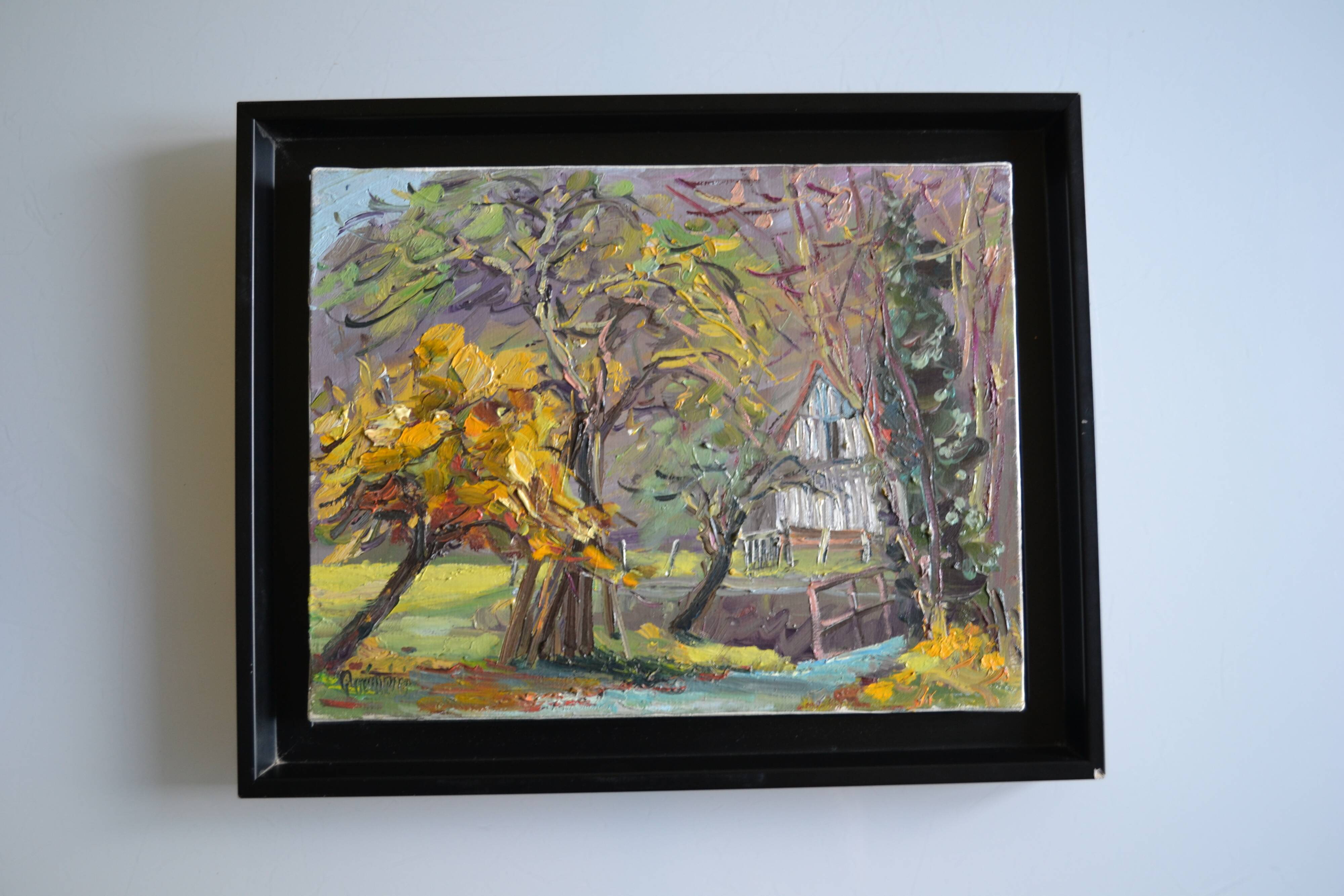 Rural landscape painting HST signed and framed