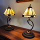 Paire de lampes vintage métal et verre