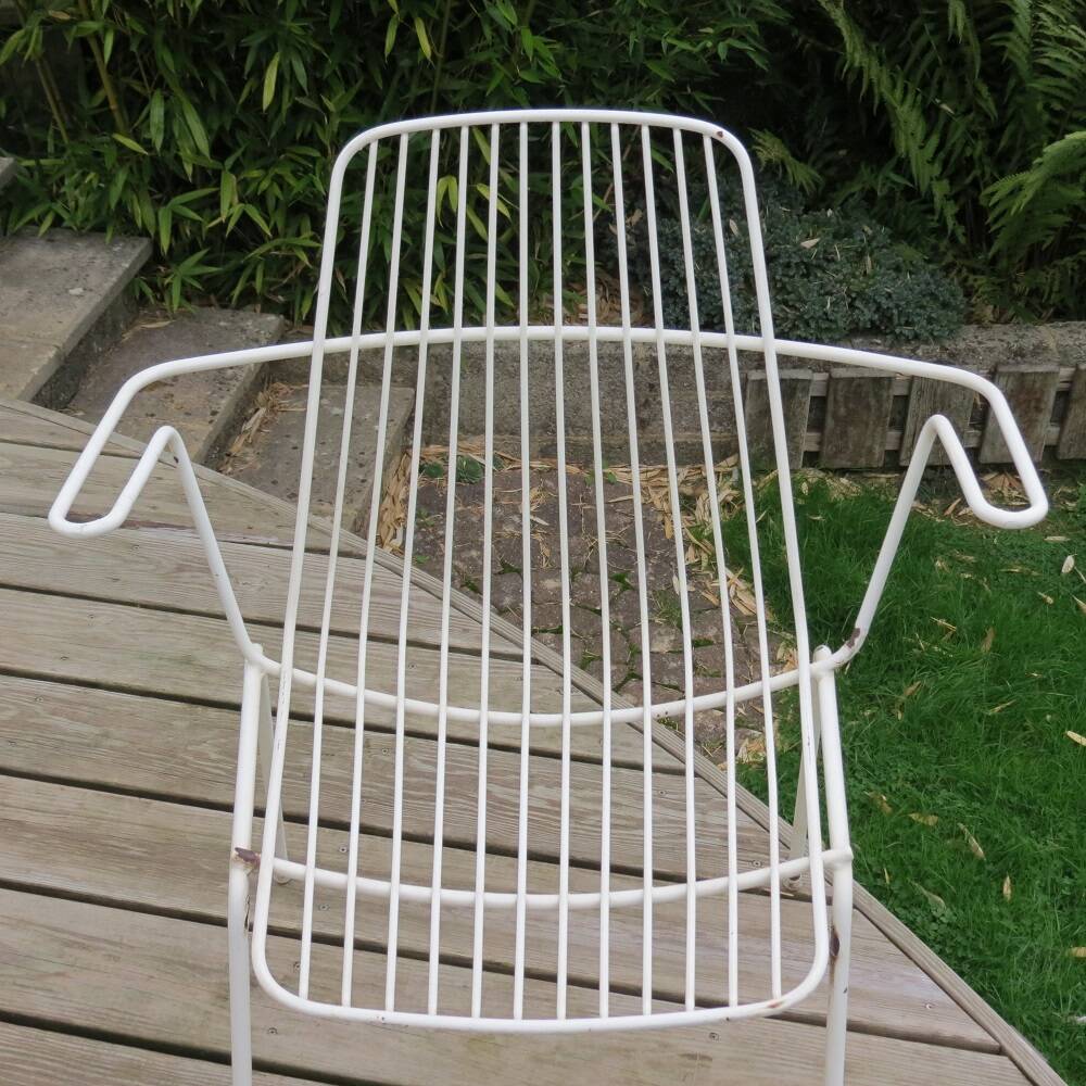 1960s Mid-century White Metal Garden Chair