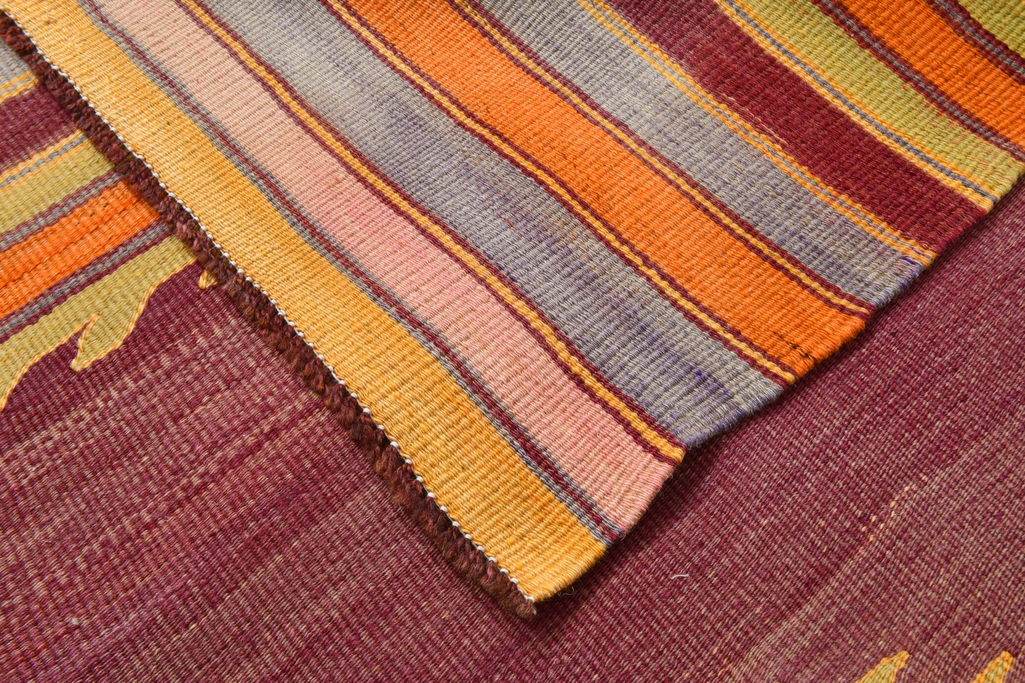 5x8 Shades Of Burgundy Persian Kilim Rug, 153x239Cm