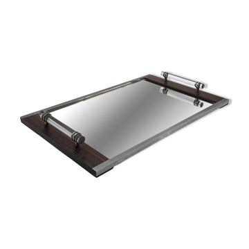 Modernist mirrored tray, in the manner of Jacques Adnet France 1940 /1950