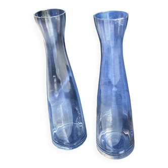 Carafes ou vases (paire) verre soufflé à la main