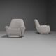 Pair of fabric and stainless steel lounge chairs by Gianni Moscatelli
