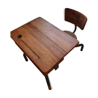 Wooden and metal school desk