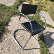 Set of 6 black Bauhaus cantilever chairs in chrome, Italy 1970s.