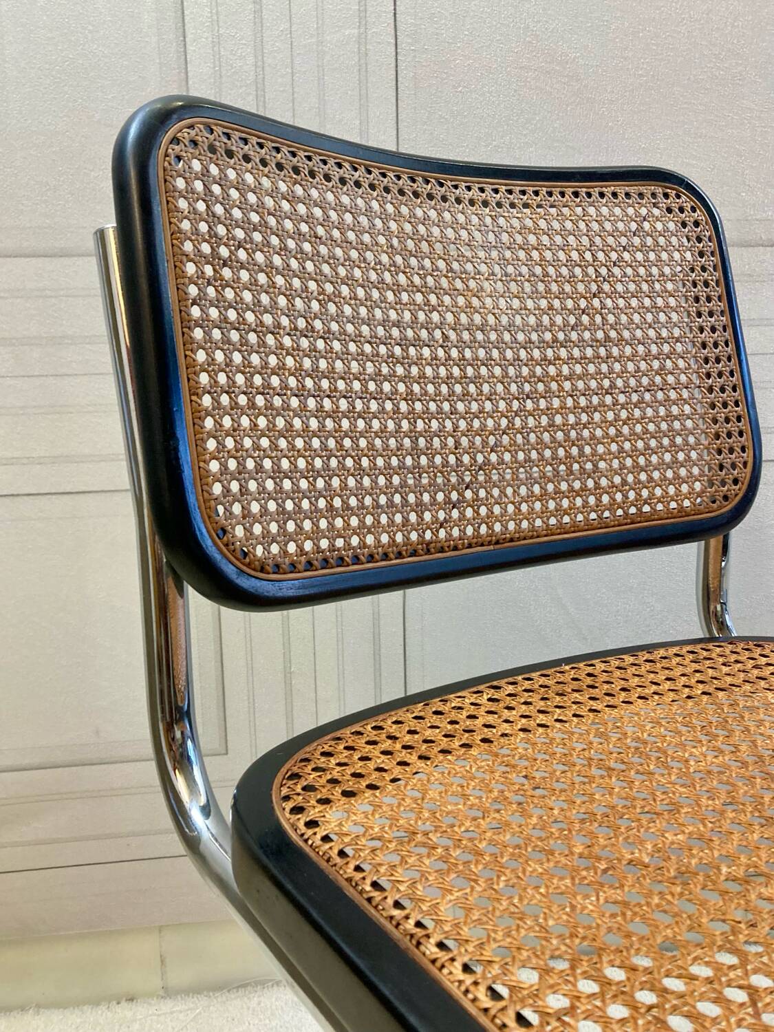 Pair of vintage B32 chairs – caning and chrome