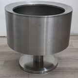 Large brushed metal plant pot holder 1970