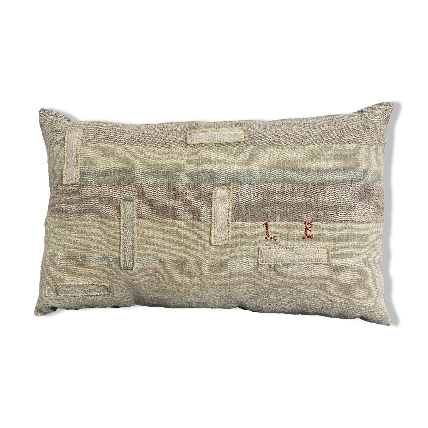 Coussin artisanal en toile ancienne style Kilim