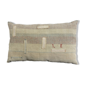 Handmade cushion in vintage fabric, Kilim style.